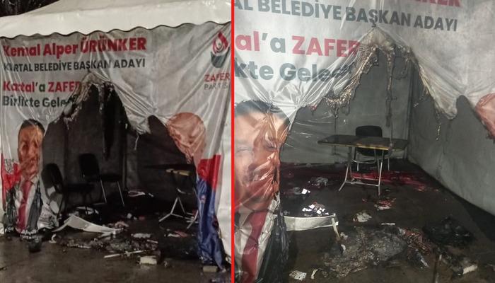 Zafer Partisi'nin seçim çadırı yakıldı!  Ümit Özdağ: 'Biliyoruz ama zamanı var'